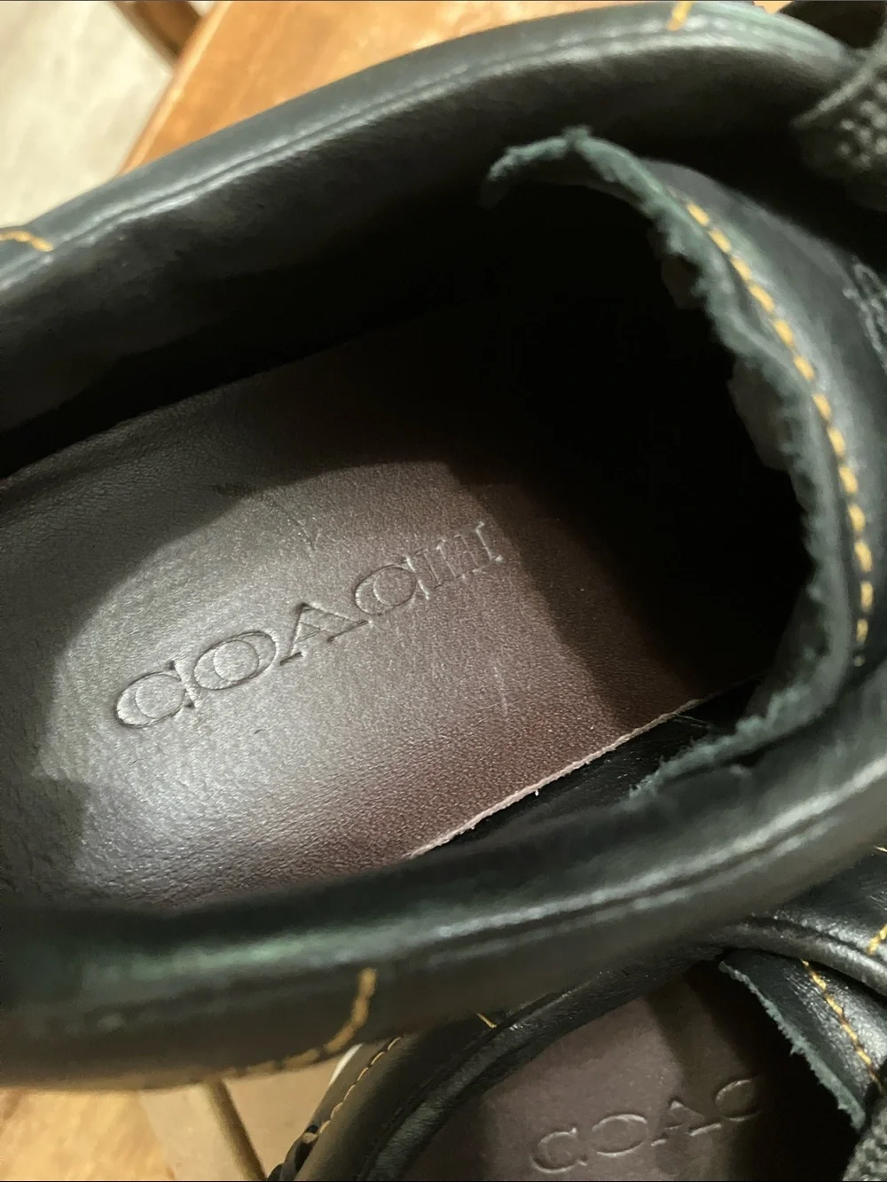 Coach Black Leather Low-Top Sneakers with Tea Rose Floral Appliqué
